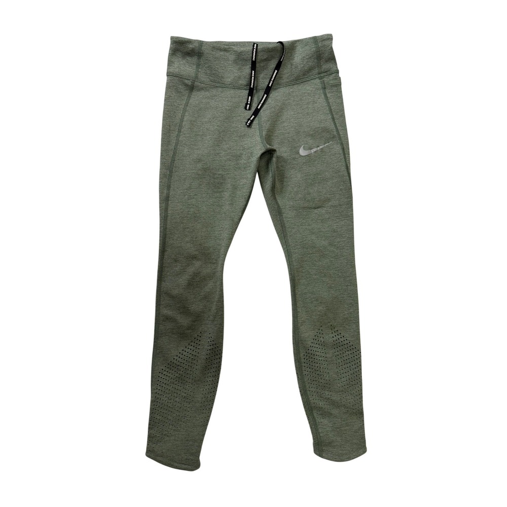 Nike Running Dri-FIT Leggings Womens XS Sage Green Laser Cut Ventilated Tights